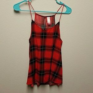 Flowy Flannel Tank with Keyhole Back